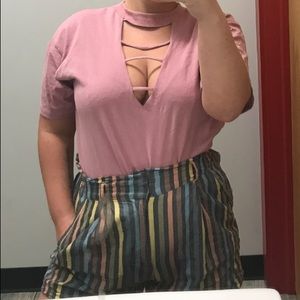 Pink cutout tee